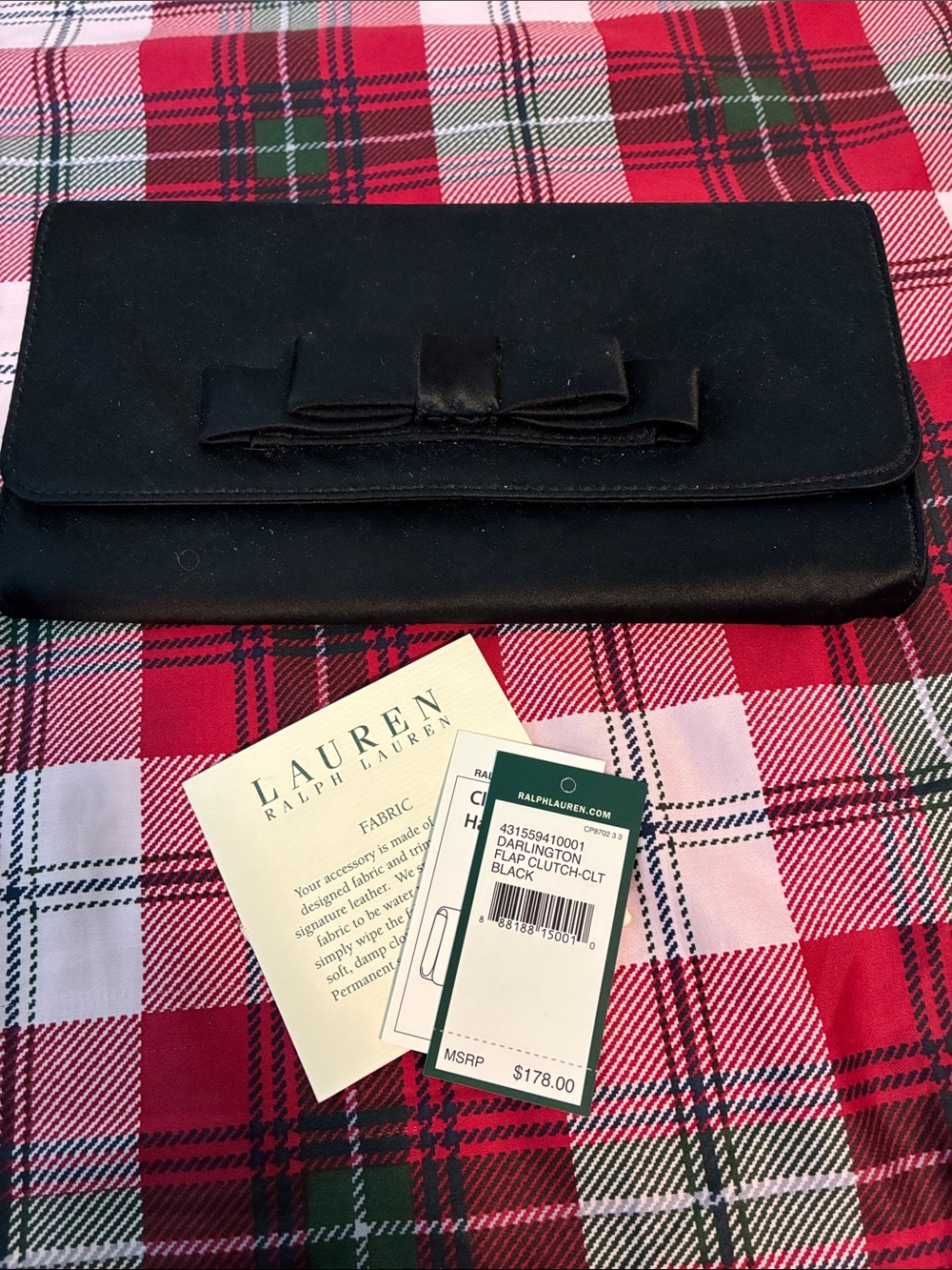 Lauren Ralph Lauren Black Bow Clutch Wristlet
